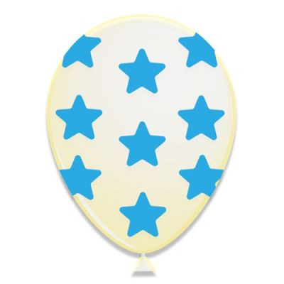 Ballonnen met sterren blauw (Ø30cm, 6st)