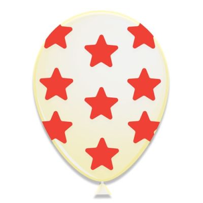 Ballonnen met sterren rood (Ø30cm, 6st)
