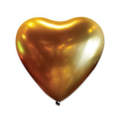 Ballonnen satijn goud hart (Ø28cm,50st)