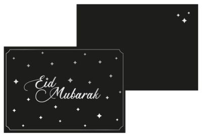 Kaart ’Eid Mubarak’ zwart/zilver met envelop A5