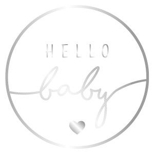 Etiketten ’Hello Baby’ wit/zilver (1000st)