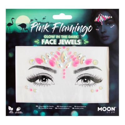 Face jewels Pink Flamingo glow in the dark