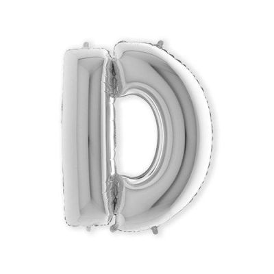 Folieballon letter ’D’ zilver (100cm)