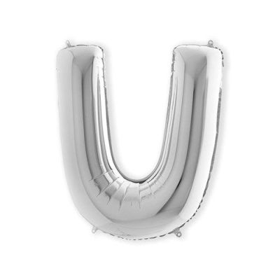 Folieballon letter ’U’ zilver (100cm)