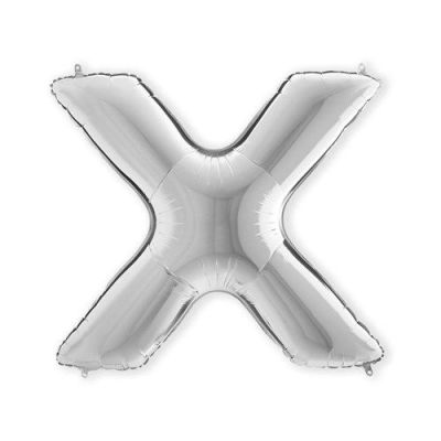 Folieballon letter ’X’ zilver (100cm)