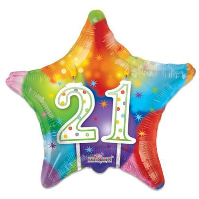 Folieballon star ’21’ candles (46cm)
