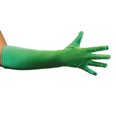 Handschoenen satijn luxe groen (40cm)