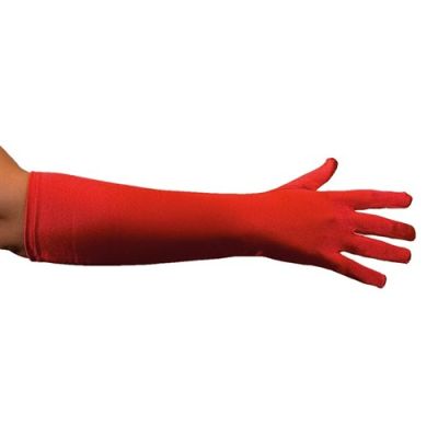 Handschoenen satijn luxe rood (40cm)