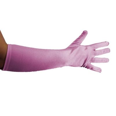 Handschoenen satijn luxe roze (40cm)