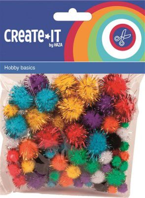 Pompoms glitter multicolor Create-it (78st)