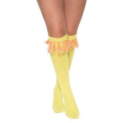 Sokken over-knee fluor geel (mt 36/41)