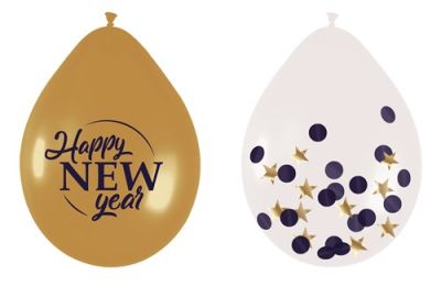Ballons ’Happy new year’ (Ø30cm, 6pcs)