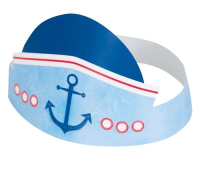 6 Nautical Printed 1 Side Birthday Party Hat