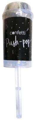 Confettis Push-Popper Coeurs Argent Métallisé/Blanc (12pcs)