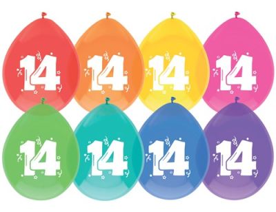 Ballonnen 14 jaar (Ø30cm, 8st)