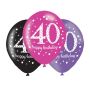 Ballonnen ’40’ sparkling roze (Ø28cm, 6st)