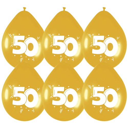 ballonnen 50 jaar goud 30cm 6st