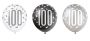 Ballonnen glitz black&silver ’100’ (Ø30cm, 6st)