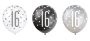 Ballonnen glitz black&silver ’16’ (Ø30cm, 6st)