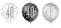 Ballonnen glitz black&silver ’40’ (Ø30cm, 6st)