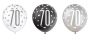 Ballonnen glitz black&silver ’70’ (Ø30cm, 6st)