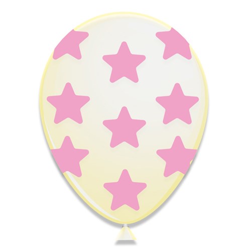 ballonnen met sterren roze 30cm 6st