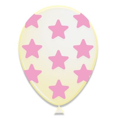 Ballonnen met sterren roze (Ø30cm, 6st)