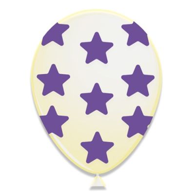 Ballonnen met sterren violet (Ø30cm,6st)