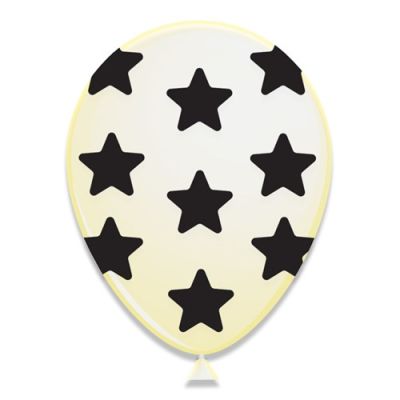 Ballonnen met sterren zwart (Ø30cm, 6st)