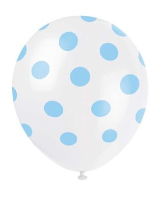 Ballonnen Powder Blue Dots 30cm 6st