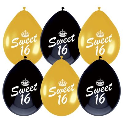 Ballonnen ‘Sweet 16‘ (Ø30cm, 6st)