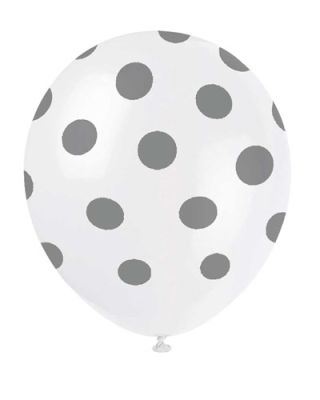 Balloons dots silver (30cm, 6pcs)