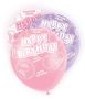 Balloons glitz pink ’Happy birthday’ pink (Ø30cm, 6pcs)