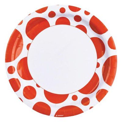 Bordjes stippen oranje (Ø23cm, 8st)