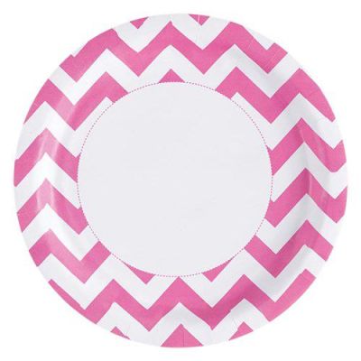 Bordjes zigzag roze (Ø23cm, 8st)