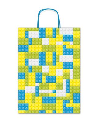 Cadeautas Block blauw/groen (21x16cm)