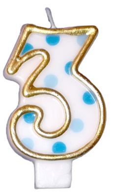 Candle number ’3’ blue (8.5 cm) Candle number ’3’ blue (8.5 cm)