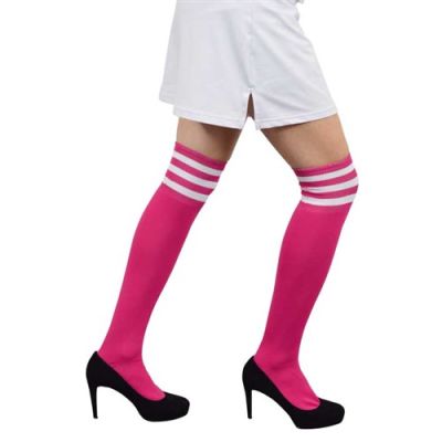 Cheerleader stockings fluor pink/white
