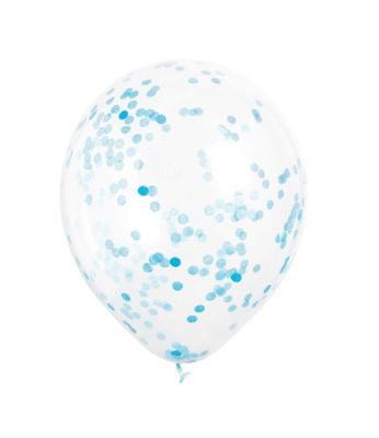 Confetti balloons with light blue confetti (30cm, 6pcs)
