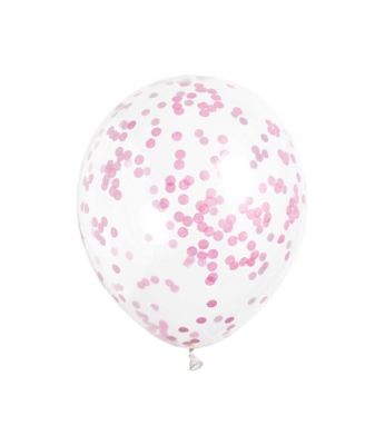 Confetti balloons with pink confetti (Ø30cm, 6pcs)