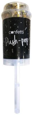 Confetti push-popper metallic goud/wit (display á 12st)