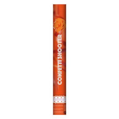 Confetti shooter rood/wit/blauw met oranje swirls (40cm, dis