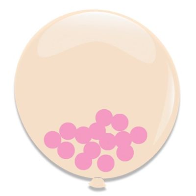 Confettiballon roze (Ø61cm, 3st)