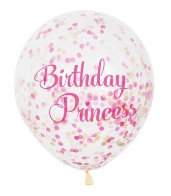 Confettiballonnen “Birthday Princess“ 30cm 6st
