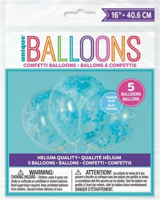 Confettiballonnen met blauwe hartjes (Ø30cm, 5st)