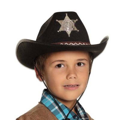 Cowboyhoed Sheriff zwart (kindermt)