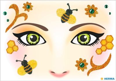 Face art sticker honingbij