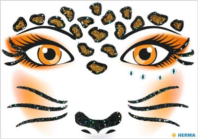 Face art sticker leopard