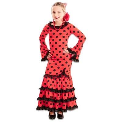 Flamenco jurk rood (122-138cm)
