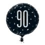 Foil balloon glitz black&silver ’90’ (Ø45cm)